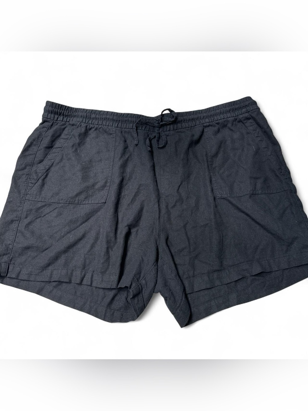 Old Navy Linen Blend Black Elastic Waist Pull On Shorts Women’s XXL Lightweight